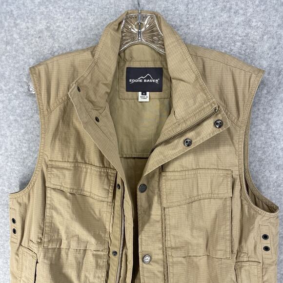 Eddie Bauer Mens Small Tan Utility Safari Travex Vest - Picture 10 of 13